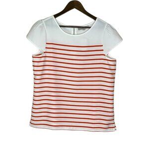 Ann Taylor Loft NWT Women's Orange and White Striped Blouse‎ Size Large